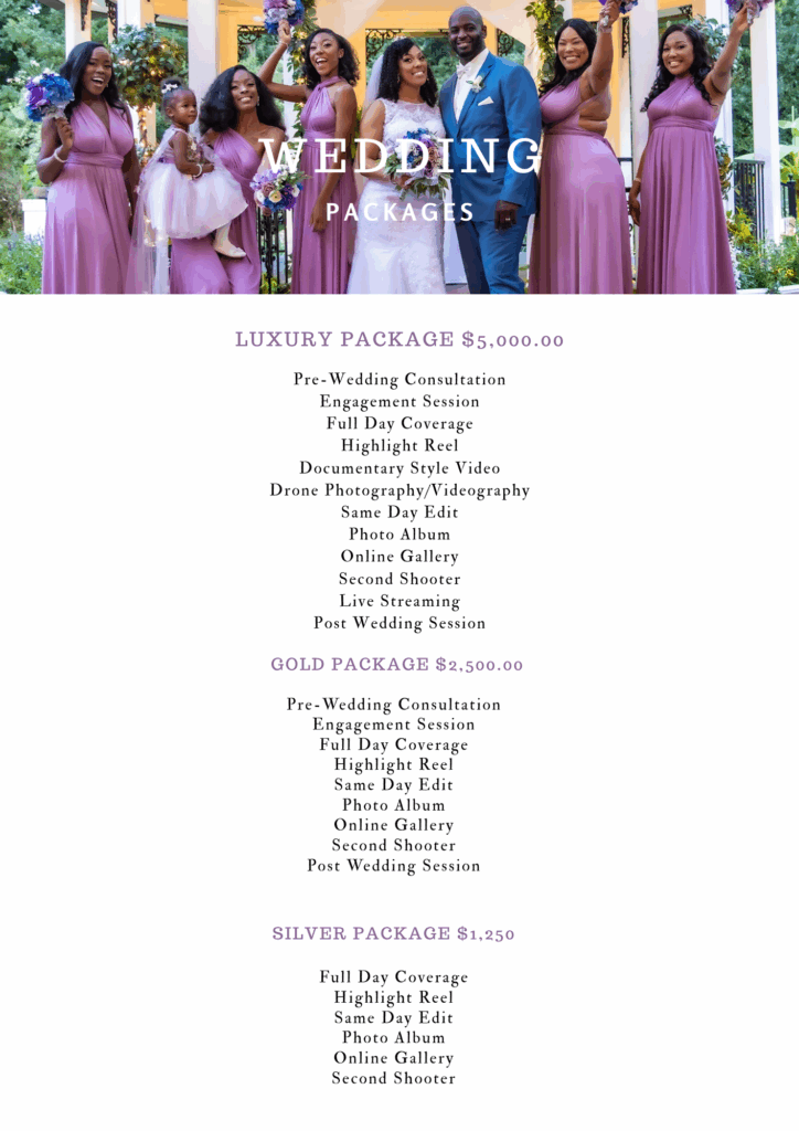 White with Photo Header Price List